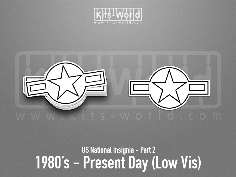 Kitsworld SAV Sticker - US National Insignia - 1980's - Present Day (Low Vis) W:100mm x H:55mm 